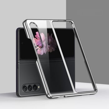 Противоударный чехол Electroplating PC для Samsung Galaxy Fold4 5G - серебристый