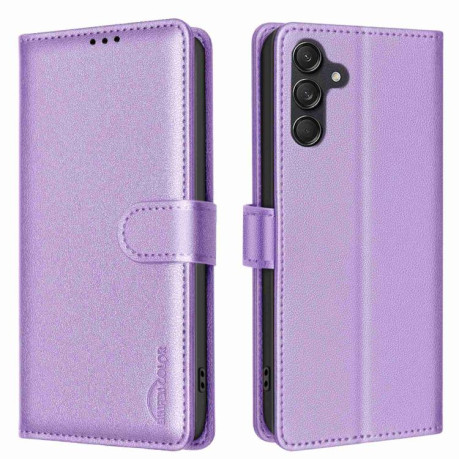 Чехол-книжка Litchi Texture RFID Anti-theft Leather для на Samsung Galaxy M16 5G / F16 5G - фиолетовый