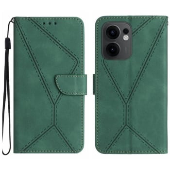 Чохол-книжка Stitching Embossed Leather для OPPO Reno13 F /Reno13 FS 4G/5G - зелений