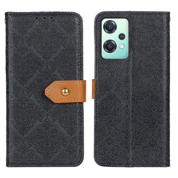 Чехол-книжка European Floral для Realme 9 Pro/OnePlus Nord CE 2 Lite 5G - черный