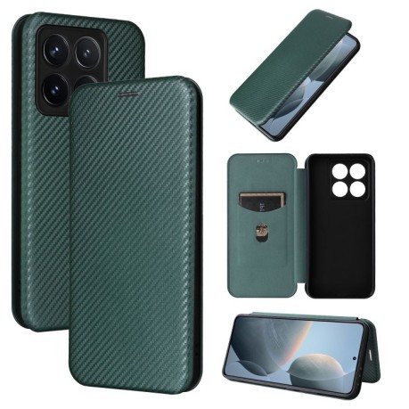Чехол-книжка Carbon Fiber Texture на  Xiaomi 14T - зеленый