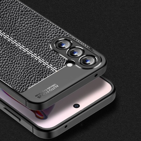 Противоударный чехол Litchi Texture на Samsung Galaxy A55 - черный
