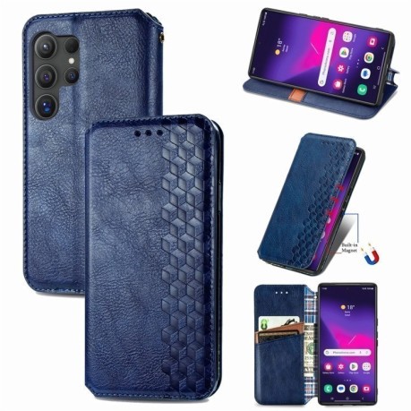 Чехол-книжка Cubic Grid для Samsung Galaxy S25 Ultra 5G - синий