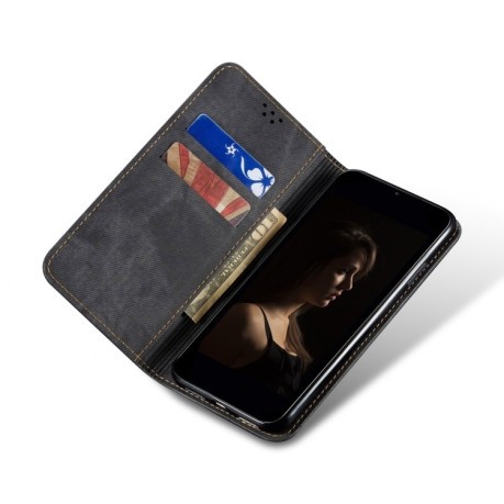 Чехол книжка Denim Texture Casual Style на Samsung Galaxy A56 5G - черный