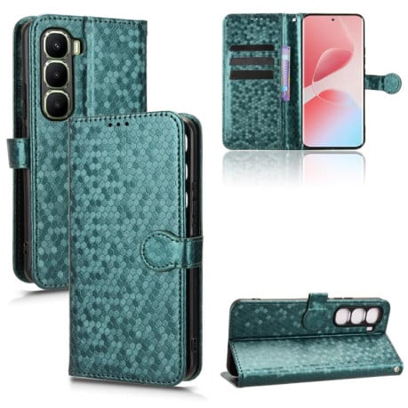 Чехол-книжка с фактурой Honeycomb Dot и магнитным хлястиком на Infinix Hot 60 Pro+ 4G - зеленый
