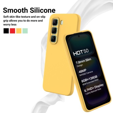 Силіконовий чохол Solid Color Liquid Silicone на Infinix Hot 50 4G - жовтий