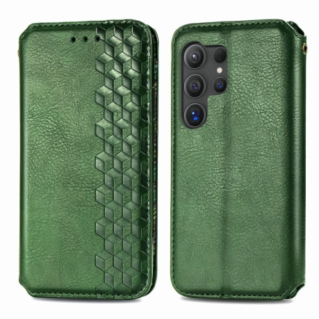 Чехол-книжка Cubic Grid для Samsung Galaxy S25 Ultra 5G - зеленый