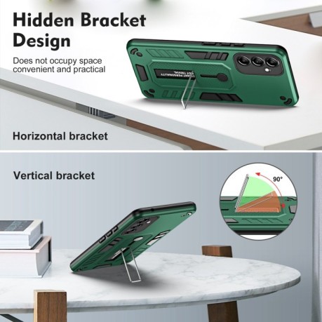 Противоударный чехол Variety Brave Armor Finger Loop Holder для Samsung Galaxy M14 5G - зеленый