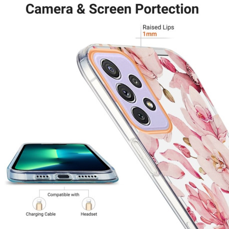Противоударный чехол Ring IMD Flowers для Samsung Galaxy A73 5G - Pink Gardenia