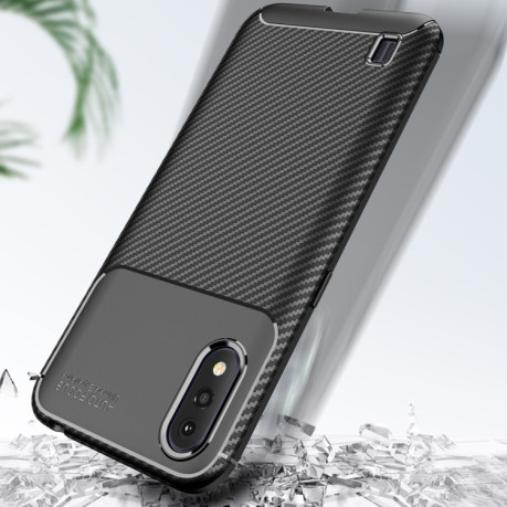 Ударозащитный чехол HMC Carbon Fiber Texture на Samsung Galaxy A01-черный
