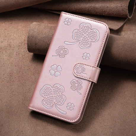 Чехол-книжка Four-leaf Clasp Embossed на Xiaomi Redmi Note 13 4G Global - розовый