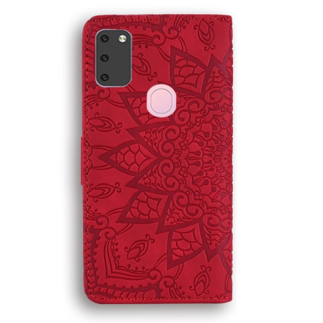 Чохол-книжка Lucky Clover Halfway Mandala Embossing Pattern на Samsung Galaxy M21/M30s-червоний