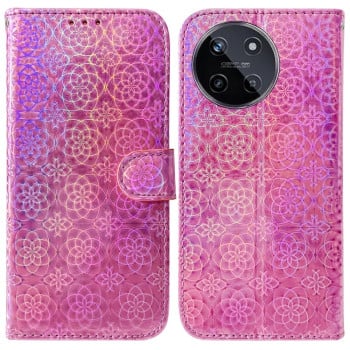 Чехол-книжка с цветной обложкой и магнитной застежкой Colorful Magnetic Buckle на Realme 11 4G Global - розовый