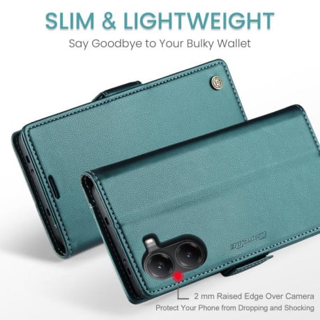 Чохол-книжка CaseMe 023 Butterfly Buckle Litchi Texture RFID Anti-theft Leather для Xiaomi Poco X7 Pro - зелений