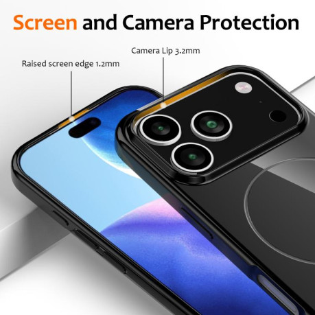 Противоударный чехол Glossy TPU Shockproof MagSafe на iPhone 17 Pro - черный