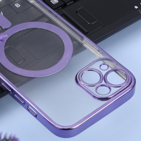 Противоударный чехол MagSafe Electroplating Straight для iPhone 14 Plus - фиолетовый