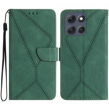 Чехол-книжка Stitching Embossed Leather для Motorola Moto G56 5G - зелений