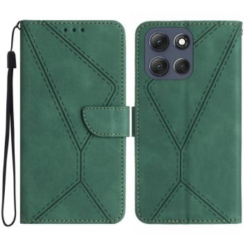 Чехол-книжка Stitching Embossed Leather для Motorola Moto G86 5G - зеленый