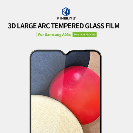 Защитное стекло PINWUYO 9H 3D Full Screen на Samsung Galaxy A03s/A02s - черное