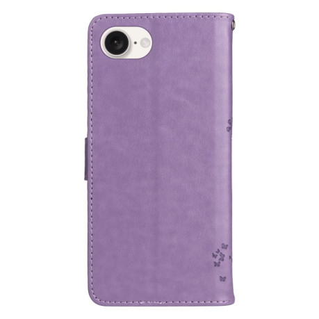 Чохол-книжка Happy Cat Pattern для iPhone 16e - фіолетовий