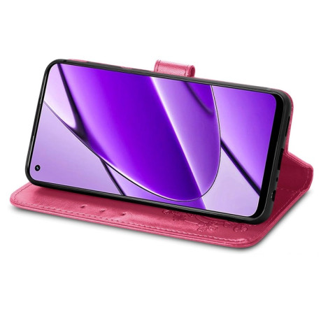Чехол Four-leaf Clasp Embossed Buckle на Realme 11 4G Global - красный