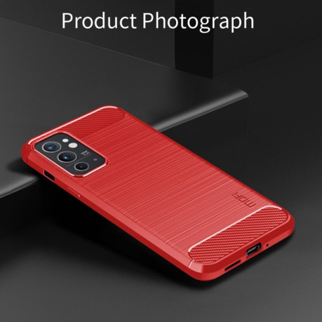 Противоударный чехол Brushed Texture Carbon Fiber на OnePlus Nord 2T MOFI - красный
