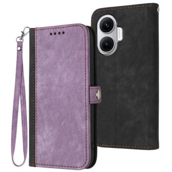 Чохол-книжка Side Buckle Double Fold Hand Strap Leather для Xiaomi Poco F7 - фиолетовий