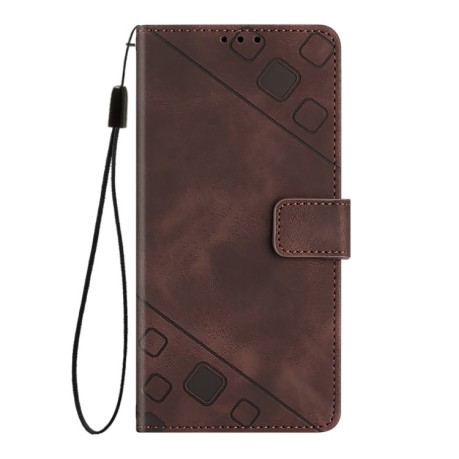 Чехол-книжка Skin-feel Embossed для Realme GT 7 Pro 5G - коричневый