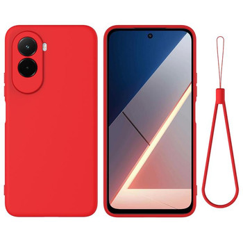 Силиконовый чехол Solid Color Liquid Silicone на Xiaomi Poco M7 4G 169mm — красный