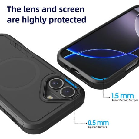 Противоударный чехол Kalebol 2 in 1 Matte с MagSafe на iPhone 17 - черный