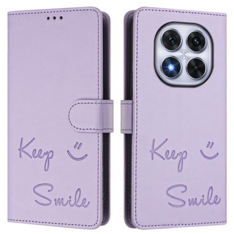 Чехол-книжка Embossing Stripe RFID для Xiaomi Redmi Note 14 Pro 4G - фиолетовый