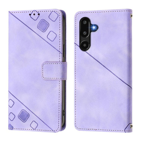 Чехол-книжка Skin-feel Embossed для на Samsung Galaxy M16 5G Global - фиолетовый