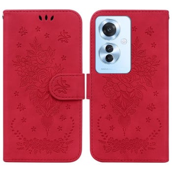 Чохол-книжка Butterfly Rose Embossed для OPPO Reno11 F Global - червоний