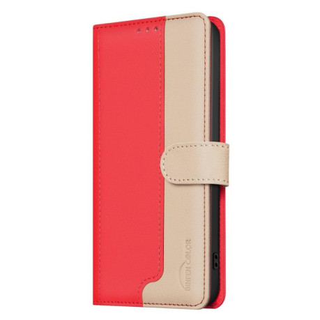 Чехол-книжка Color Matching RFID Anti-theft Leather для на Samsung Galaxy M16 5G / F16 5G - красный