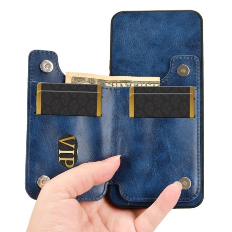 Ударозащитный чехол Cow Pattern Sewing Card Bag для Infinix Smart 8 Plus / Smart 8 Pro - синий