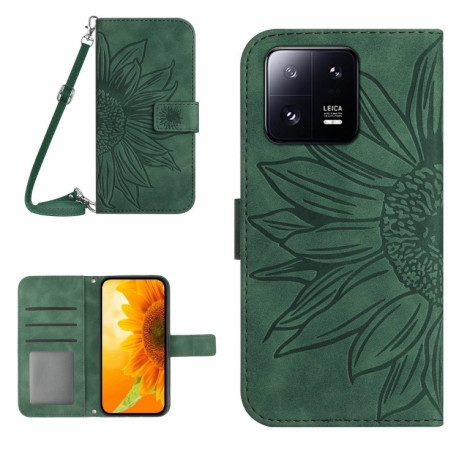 Чехол-книжка Skin Feel Sun Flower для Xiaomi 13 Pro - зеленый