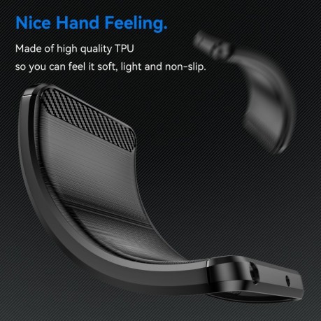 Противоударный чехол Brushed Texture Carbon Fiber на Xiaomi Redmi 12/12 5G/Poco M6 Pro 5G- черный