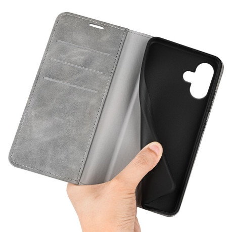 Чохол-книжка Retro Skin Feel Business Magnetic на iPhone 16 - сірий