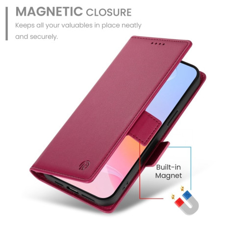 Чехол-книжка Side Buckle Magnetic Frosted Leather для iPhone 16 Pro - винно-красный