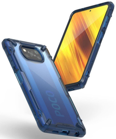 Оригинальный чехол Ringke Fusion X Design durable на Xiaomi Poco X3 / Poco X3 Pro - синий