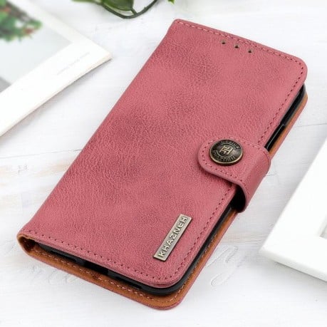 Чехол-книжка KHAZNEH Cowhide Texture на Samsung Galaxy S25 Edge 5G - розовый