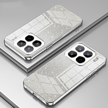 Ударозахисний чохол Gradient Glitter Powder Electroplated на Xiaomi 15 Pro - сріблястий
