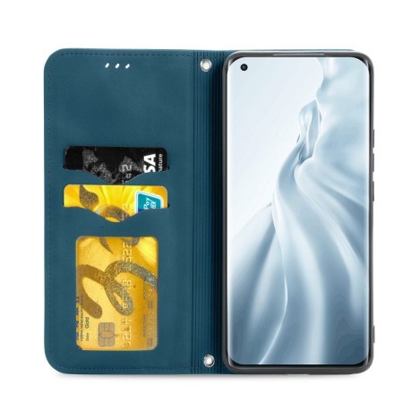 Чехол-книжка Retro Skin Feel Business Magnetic на Xiaomi Mi 11 - синий