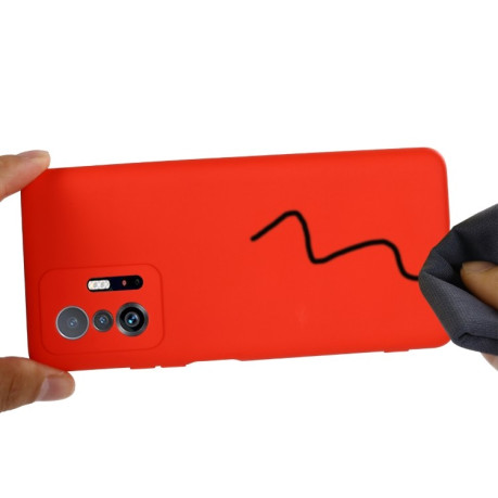 Силиконовый чехол Solid Color Liquid Silicone на Xiaomi 11T/ 11T Pro 5G - красный