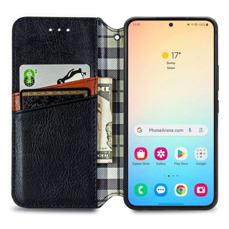 Чехол-книжка Cubic Grid для Samsung Galaxy S25+ 5G - черный