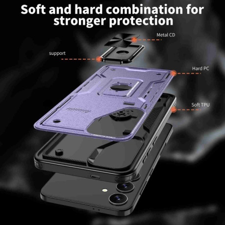 Противоударный чехол HMC 360 Degree Rotating Holder для Samsung Galaxy S25+ 5G - фиолетовый
