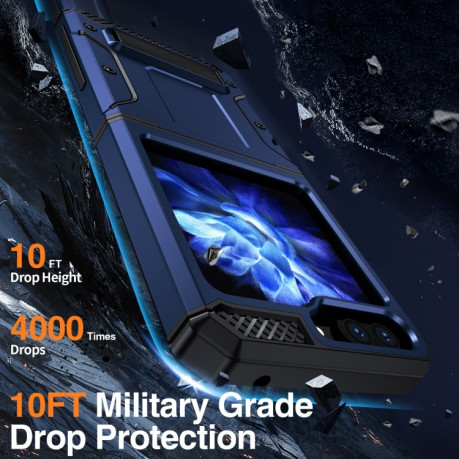 Противоударный чехол Matte Holder Series для Samsung Galaxy Flip 5 - темно-синий
