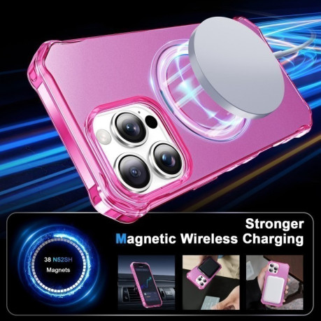 Протиударний чохол Solid Color Wave MagSafe Holder для iPhone 16 Pro Max - пурпурно-червоний