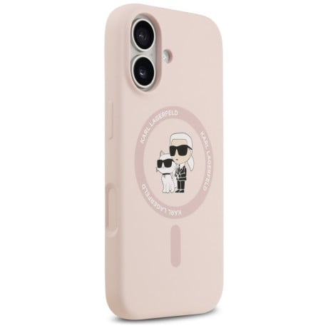Оригінальний силіконовий чохол Karl Lagerfeld Silicone Karl Choupette Ring з MagSafe на iPhone 17 - Pink