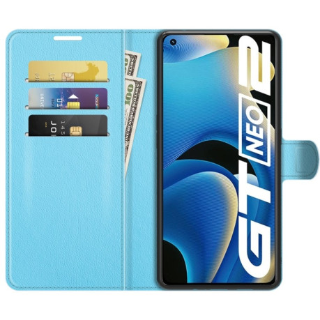 Чохол-книжка Litchi Texture на Realme GT NEO 3T/GT 2/ GT Neo 2 - синій